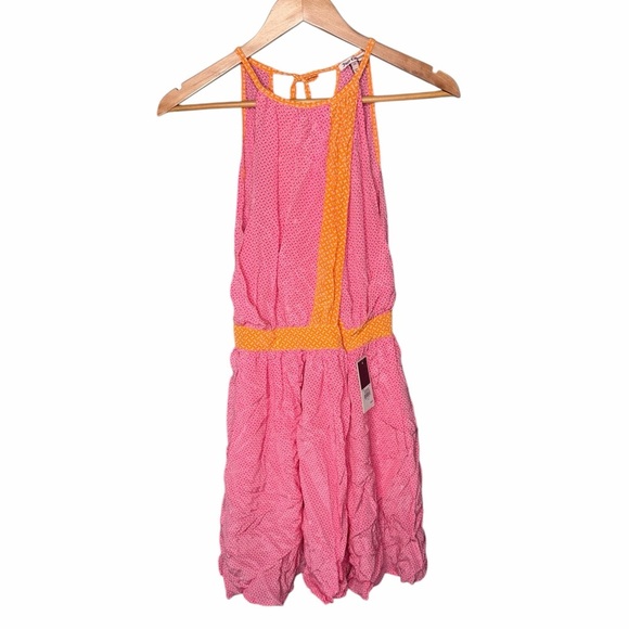 NWT Juicy Couture 100% Silk Halter Dress in Pink Plumeria/Mandarin - Picture 3 of 14